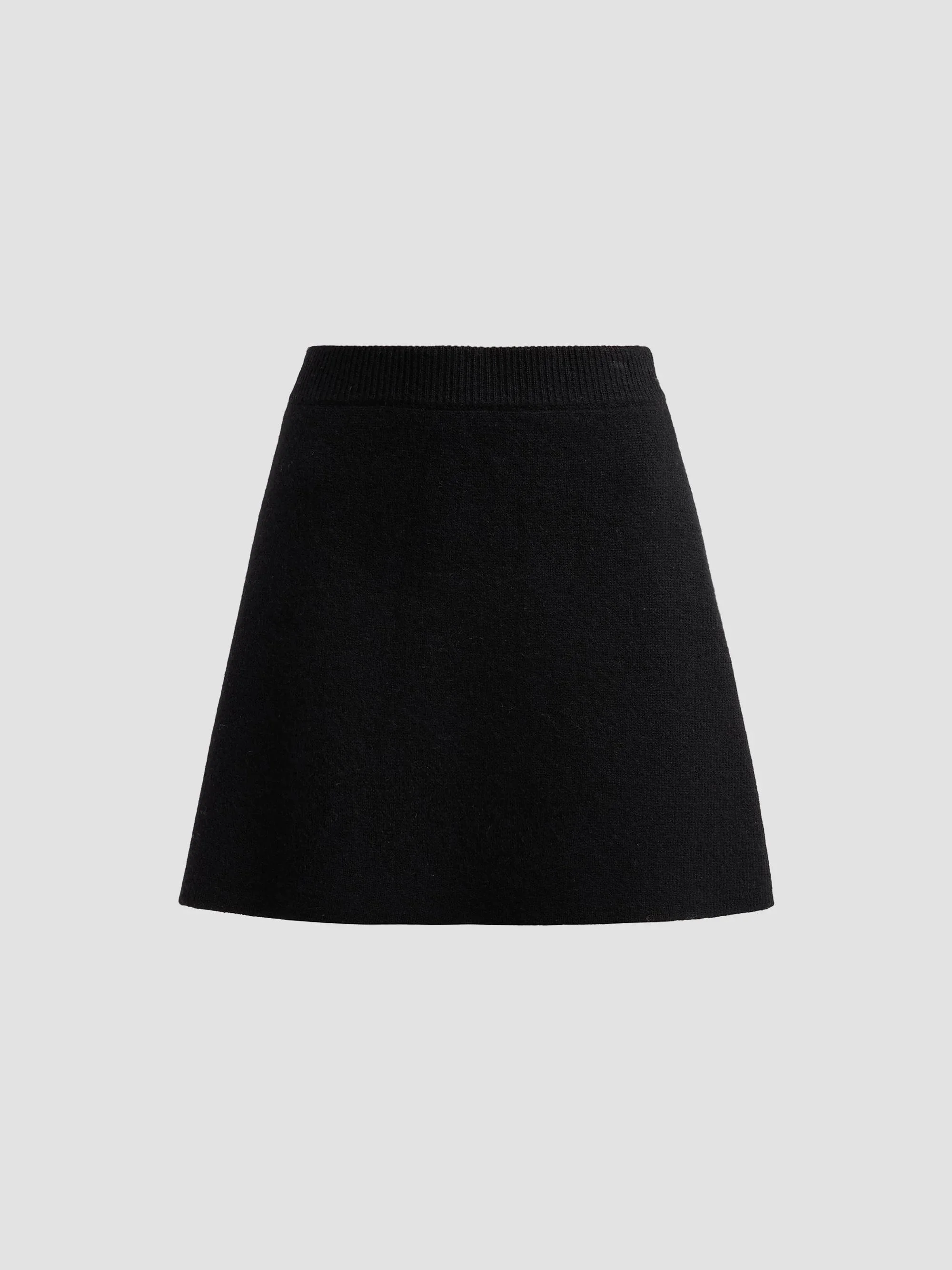 Women's Clare Cashmere A-Line Miniskirt - Black - 1