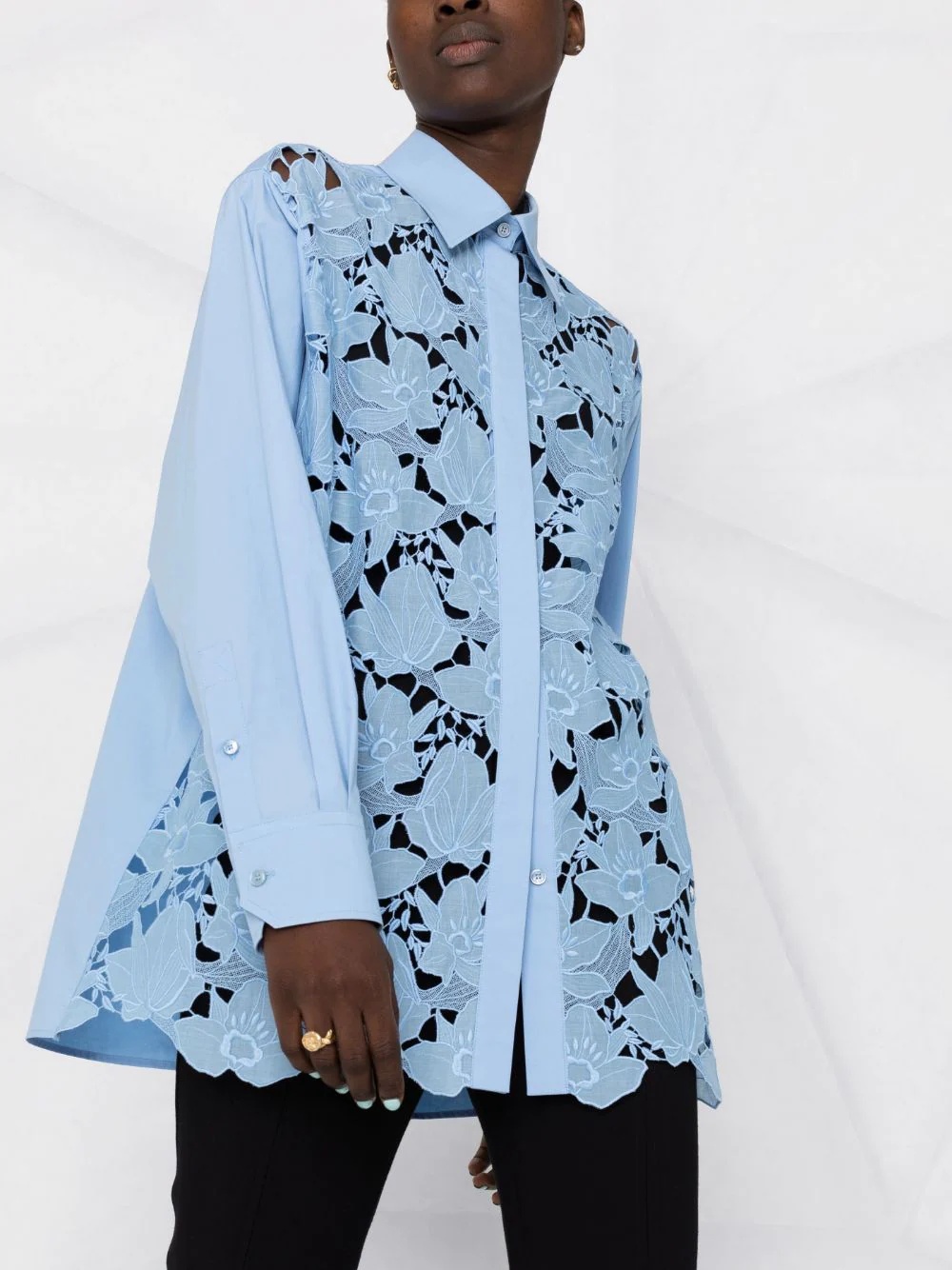 long-sleeve lace shirt - 5
