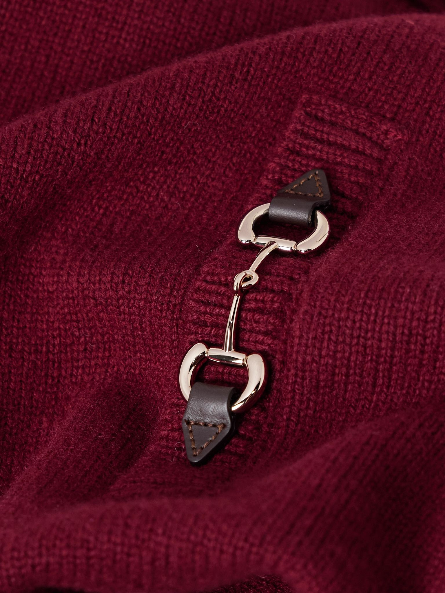 Horsebit-detailed wool and cashmere-blend cardigan Red - 5