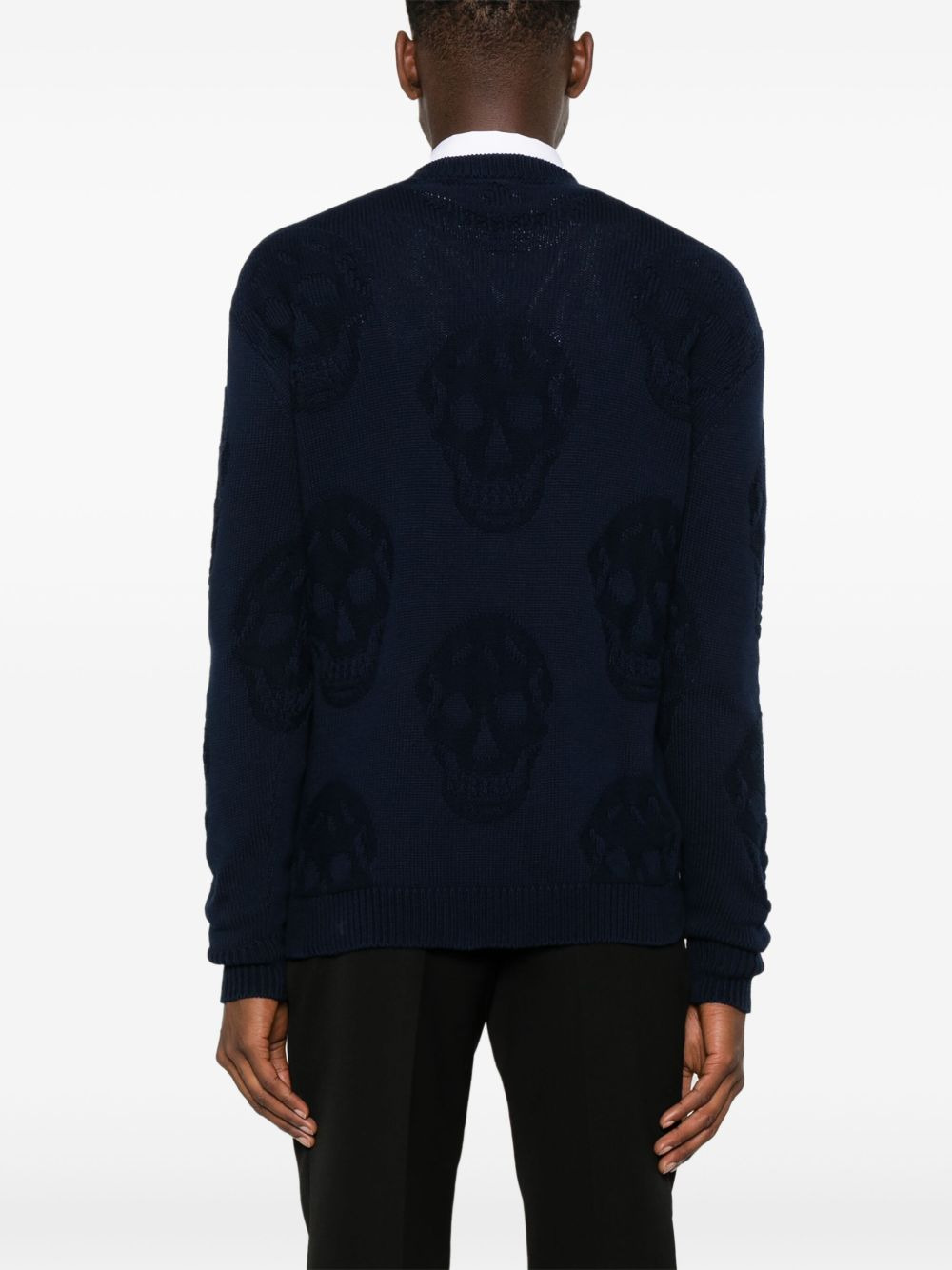 skull-intarsia cotton sweatshirt - 4