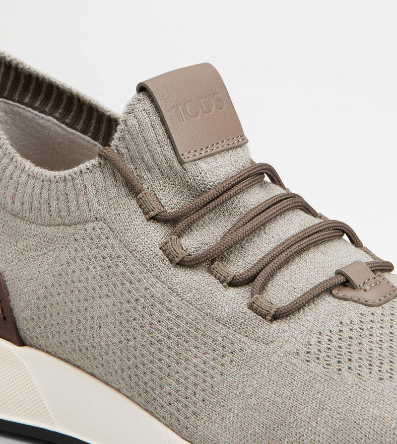 SOCK SNEAKERS IN TECHNICAL FABRIC AND LEATHER - GREY, BROWN 5