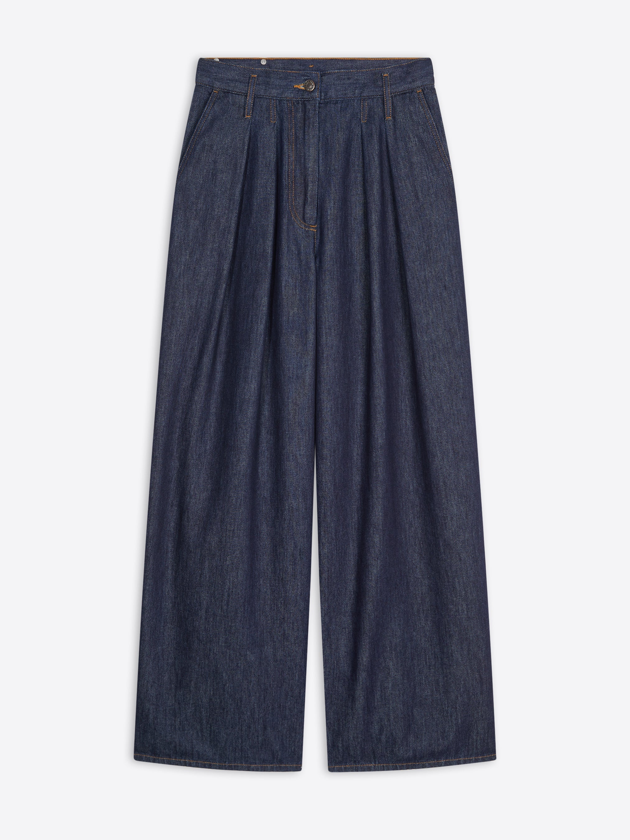 WIDE PLEATED JEANS - 1