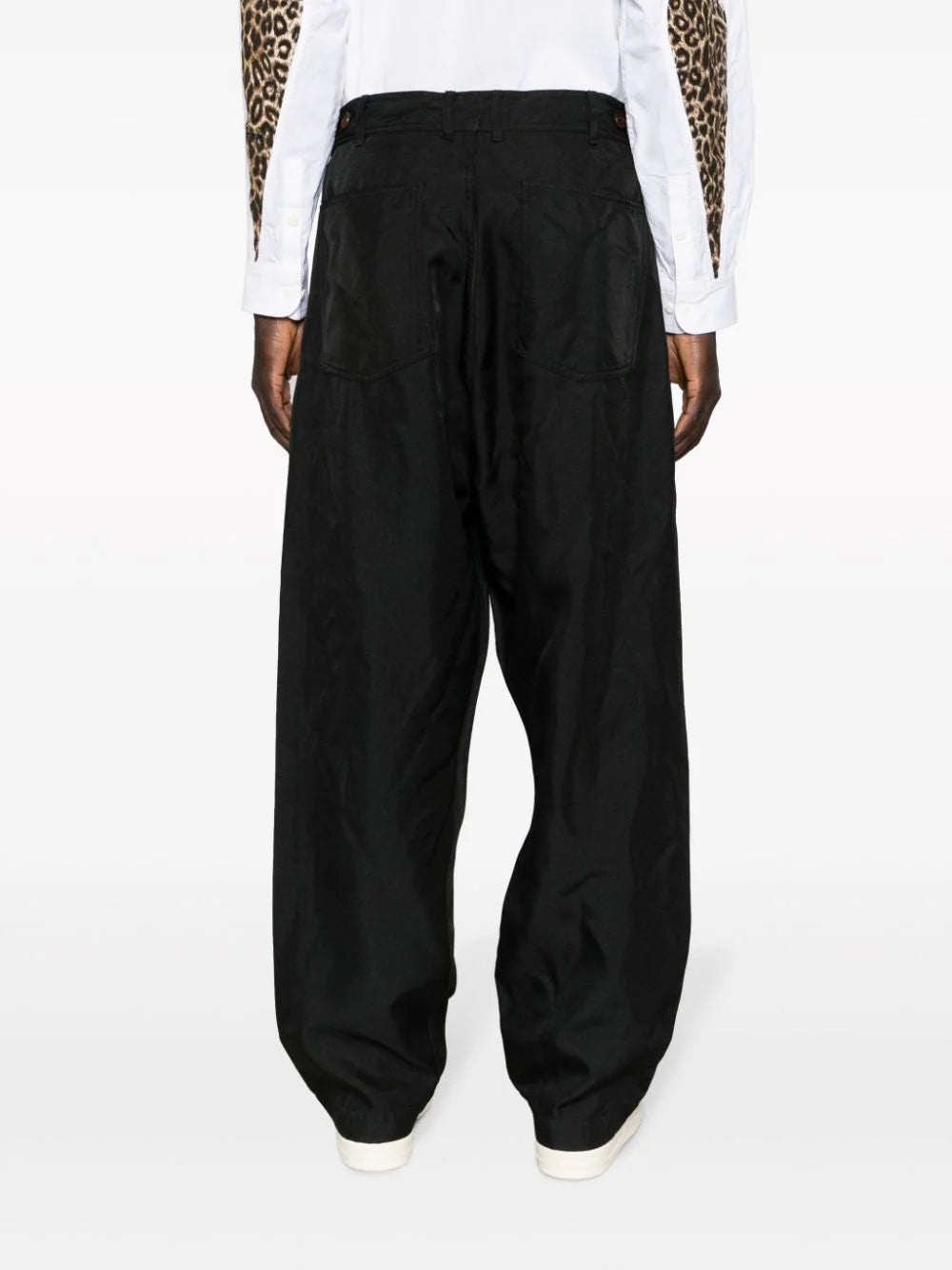 HIGH-WAISTED TWILL DROP-CROTCH TROUSERS - 5