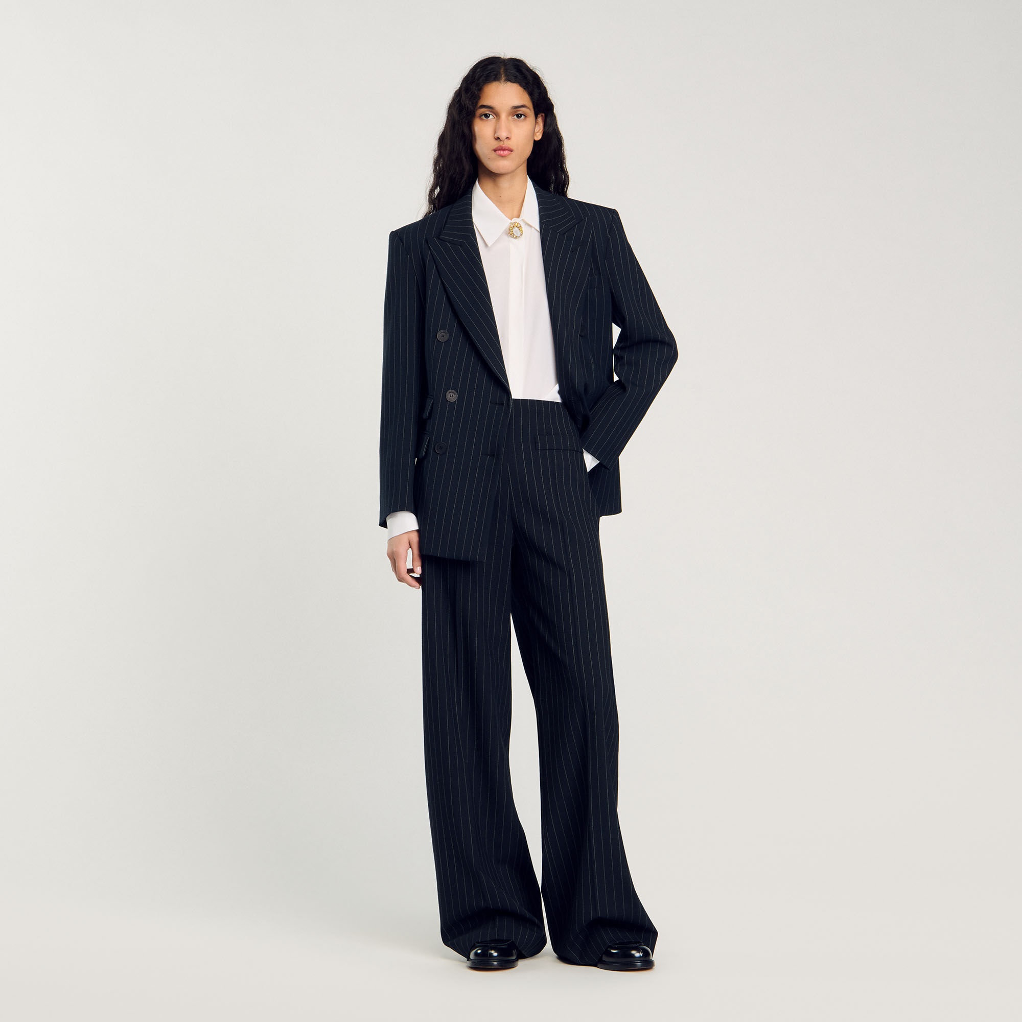 CHALK-STRIPED STRAIGHT-LEG TROUSERS - 7
