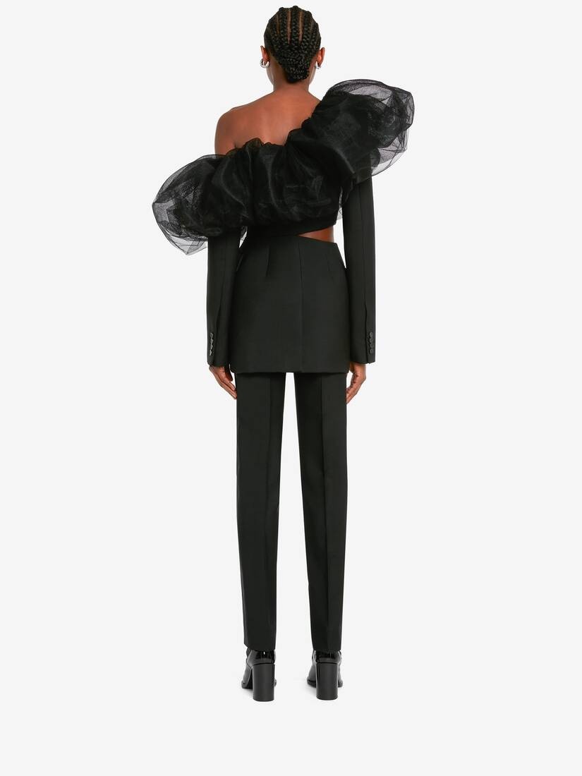Women's Exploded Neckline Slashed Jacket in Black - 4