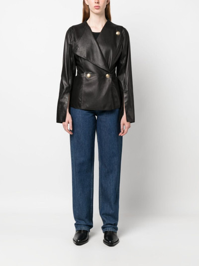 BY MALENE BIRGER double-breasted leather jacket outlook