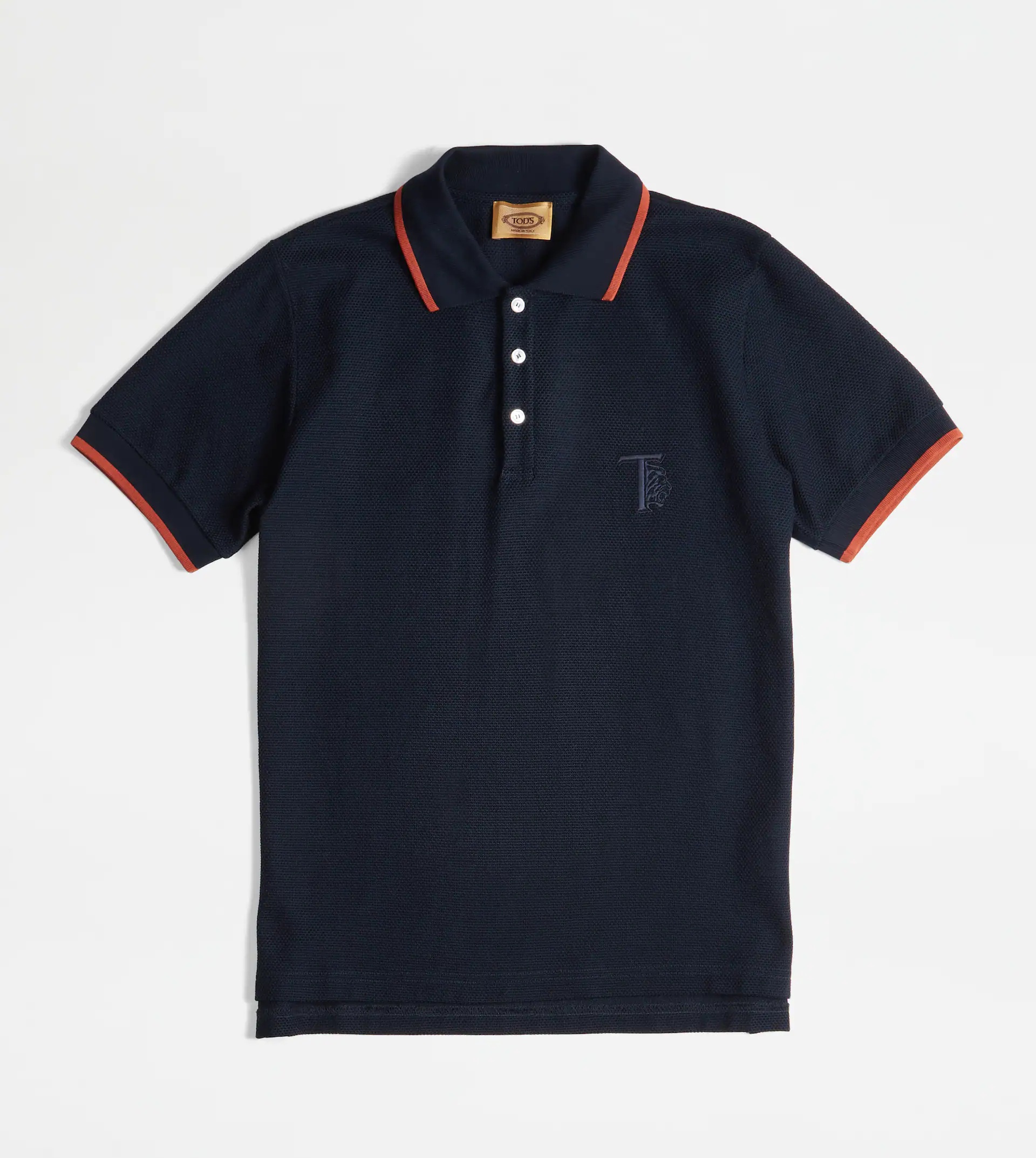 POLO SHIRT IN JACQUARD COTTON - BLUE - 1