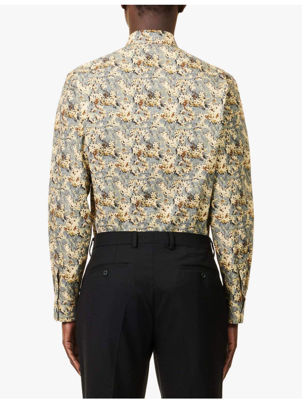 Ditsy Floral Curved-Hem Regular-Fit Cotton-Poplin Shirt - 4