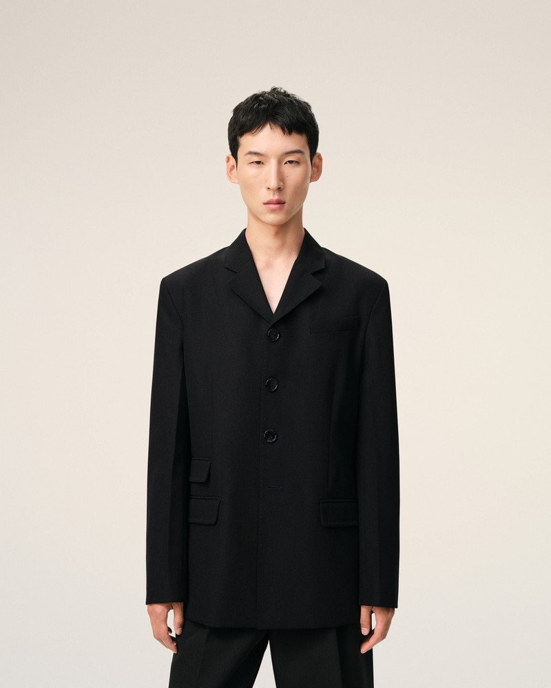 BLACK NEW WOOL SINGLE BREASTED STRAIGHT JACKET 3
