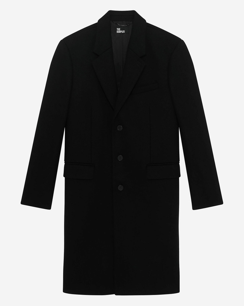 BLACK LEATHER LAPEL COLLAR COAT 1