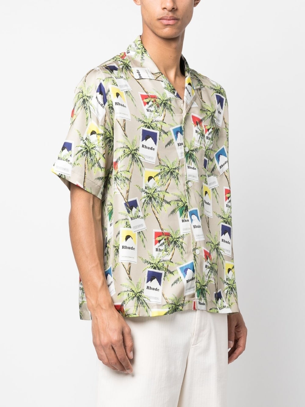 cigarette-print silk shirt - 3