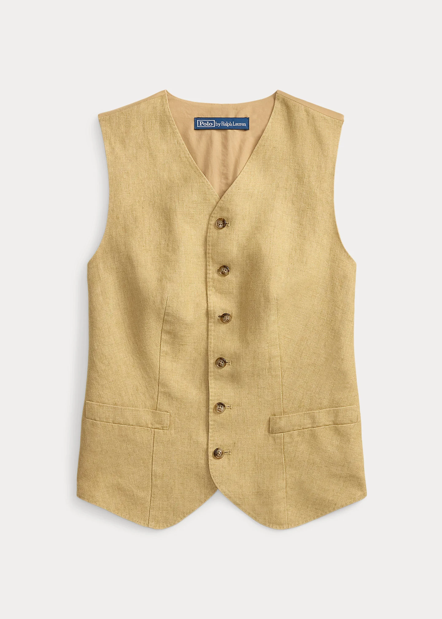 Buttoned Délavé Linen Vest - 1