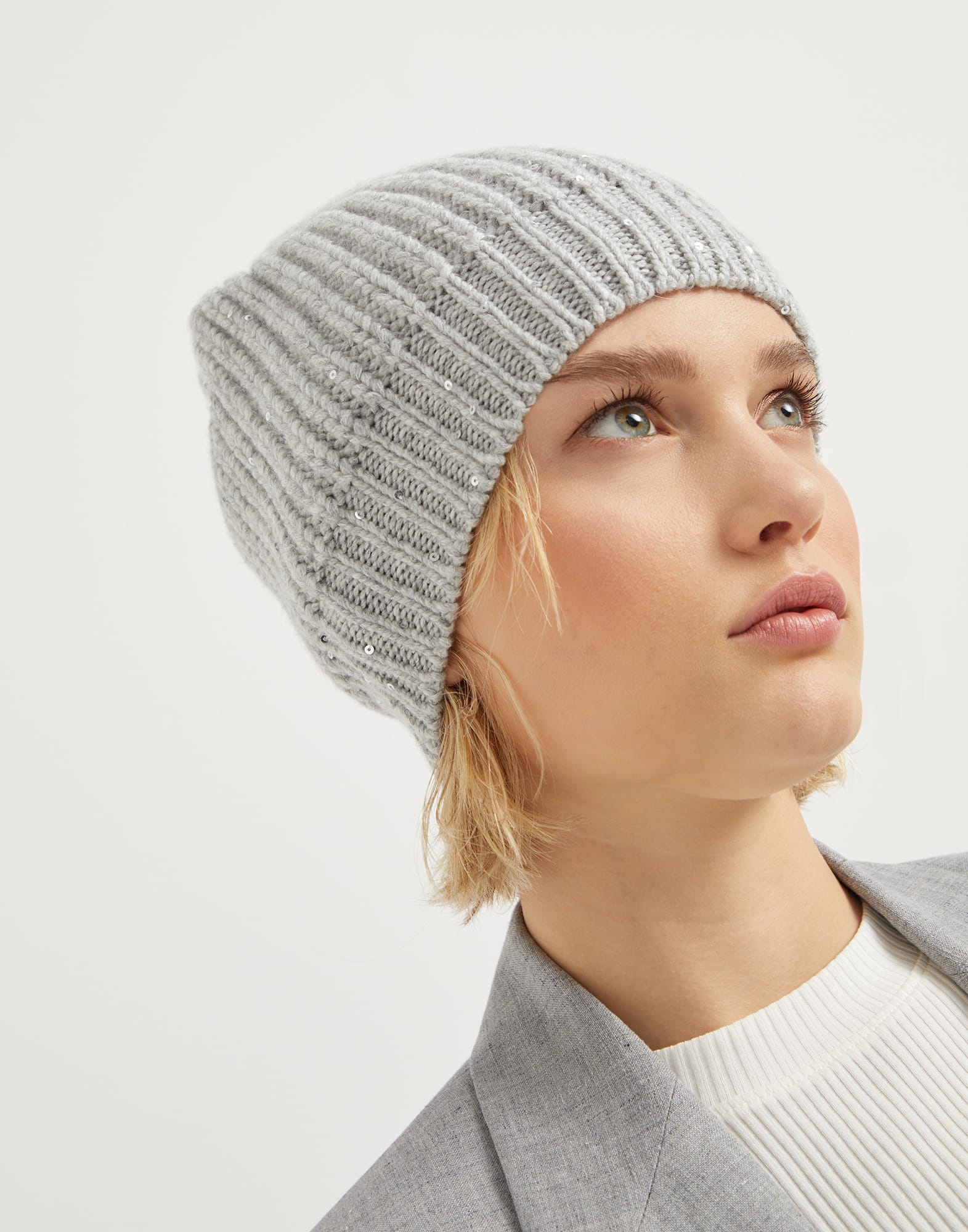 Cashmere and silk Diamond yarn knit beanie - 3