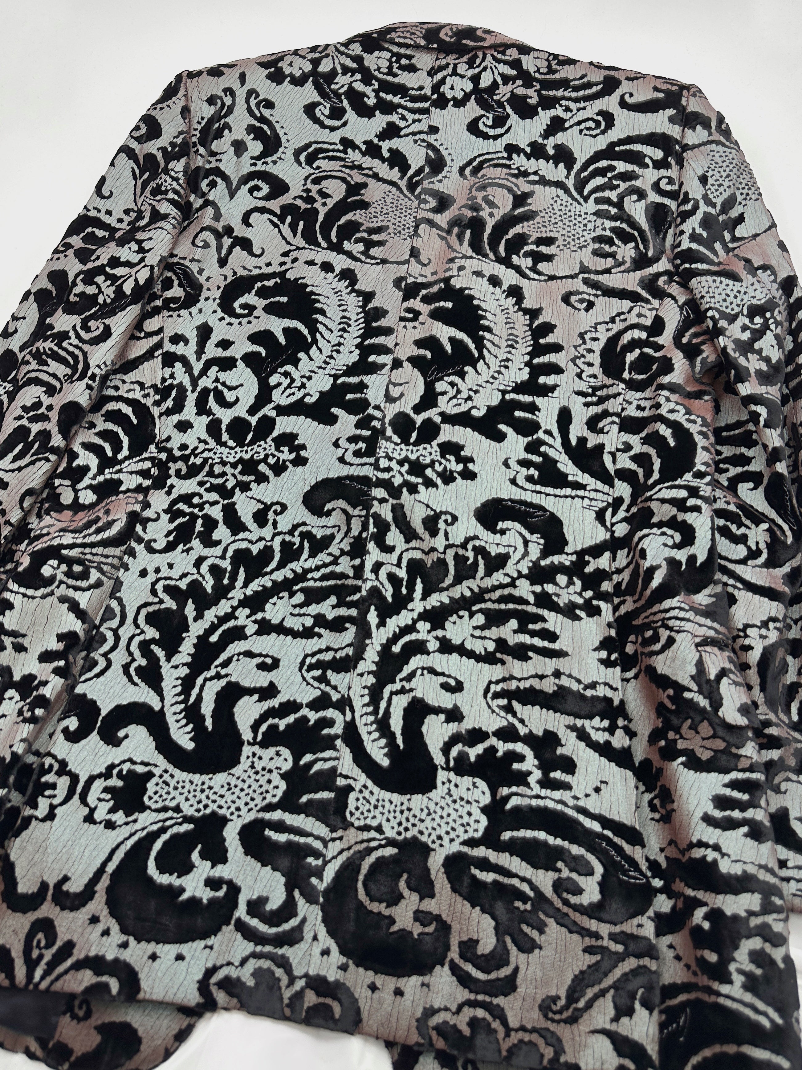 STATEMENT Gucci Spring 2000 Tom Ford Runway Men’s Damask Iridescent Floral Velvet Tuxedo Blazer Jack - 15