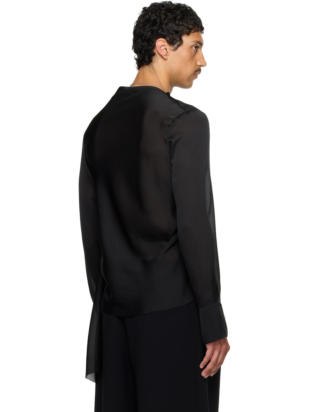 SSENSE Exclusive Black Draped Neck Long Sleeve Shirt - 3