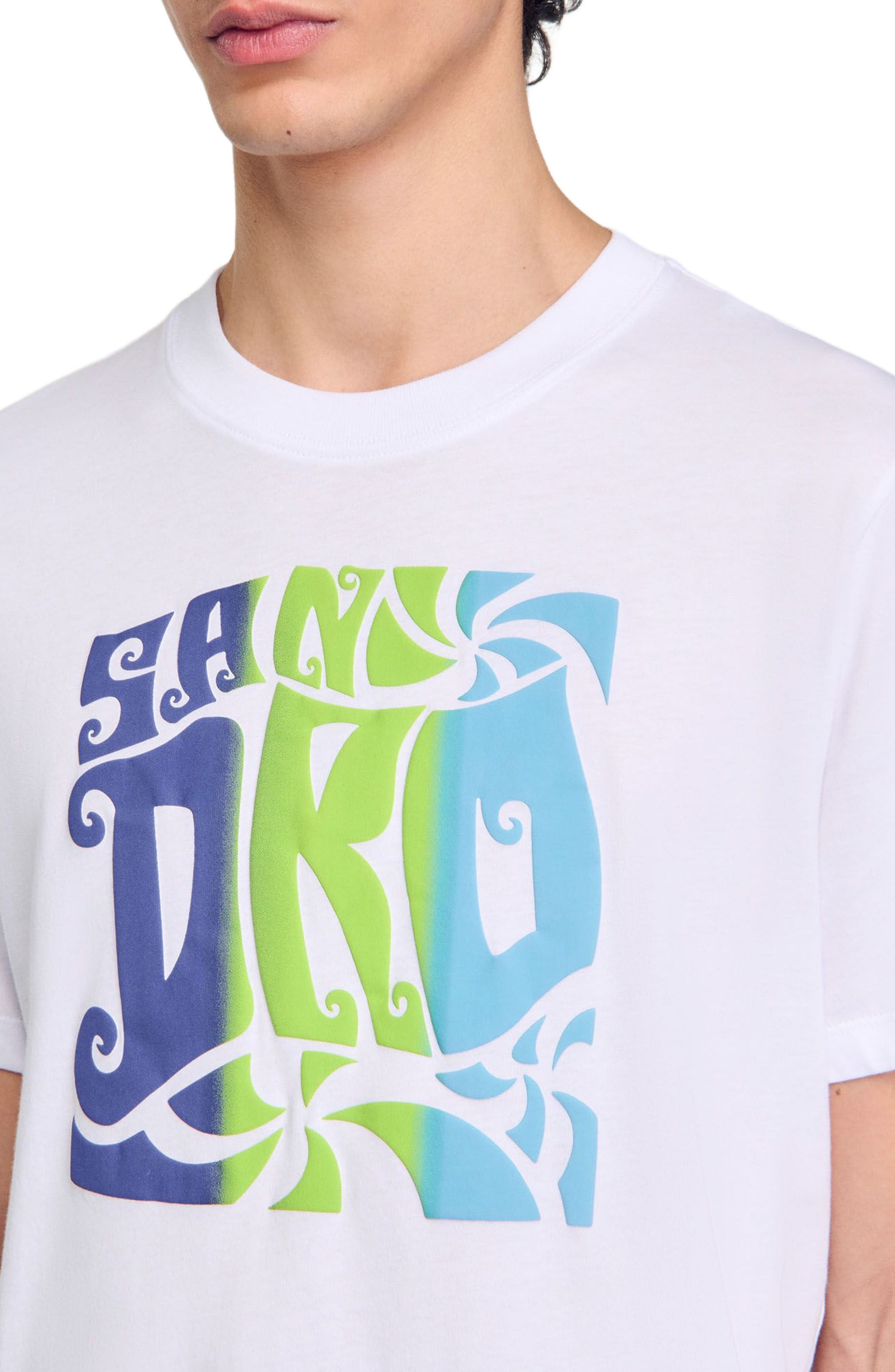 SANDRO Wave print cotton T-shirt in Optic White at Nordstrom - 4