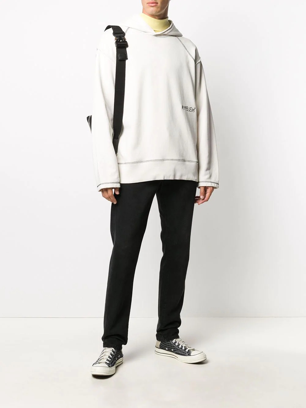 contrast-stitching hoodie - 2