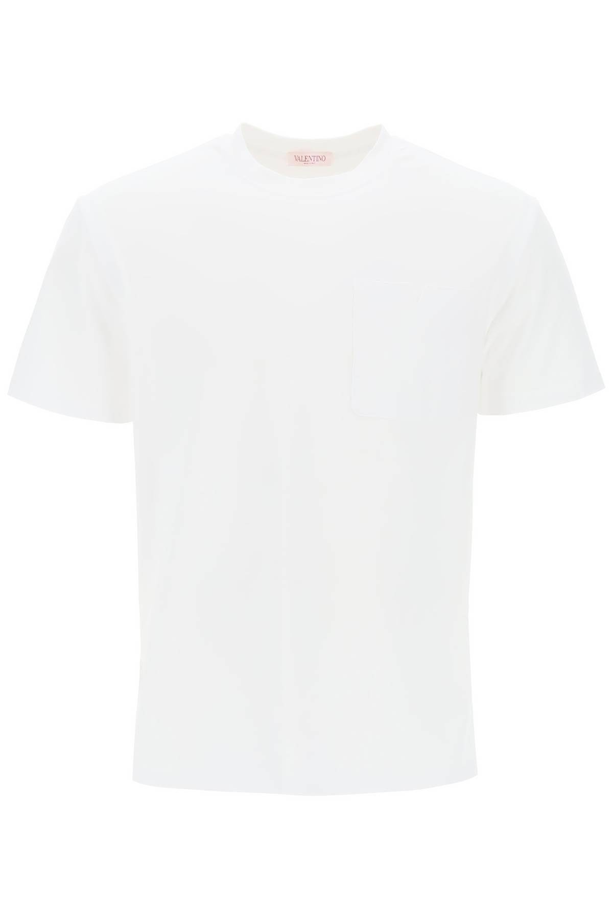 "COTTON T-SHIRT WITH V DETAIL" - 1