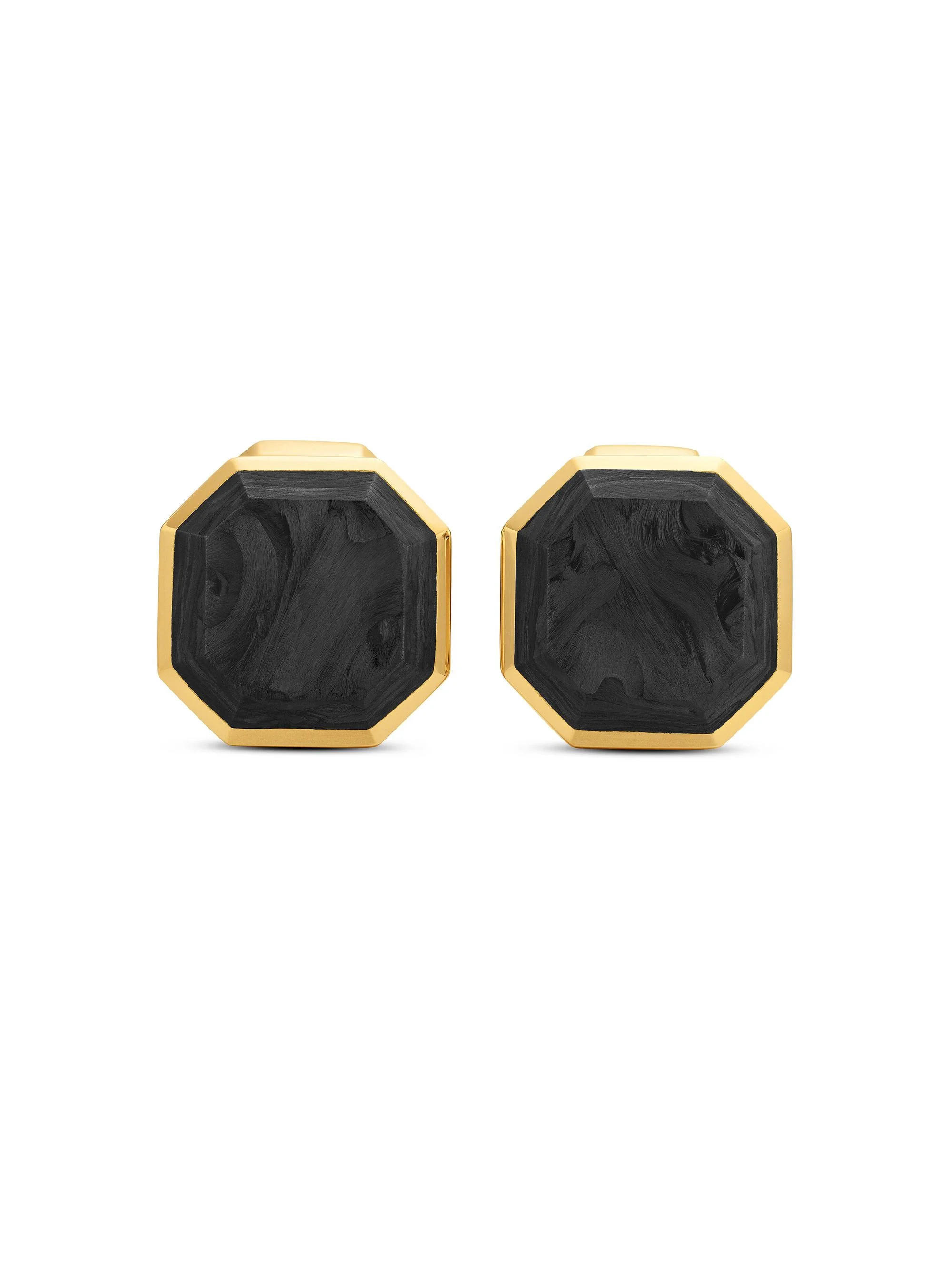 Men's Forged Carbon Cufflinks in 18K Yellow Gold, 15.5MM - Forged Carbon - 1