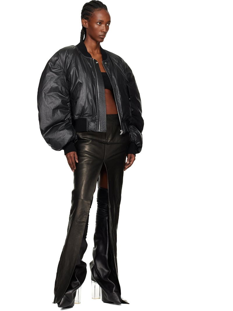 Rick Owens Black Concordians Sliced Leather Maxi Skirt outlook
