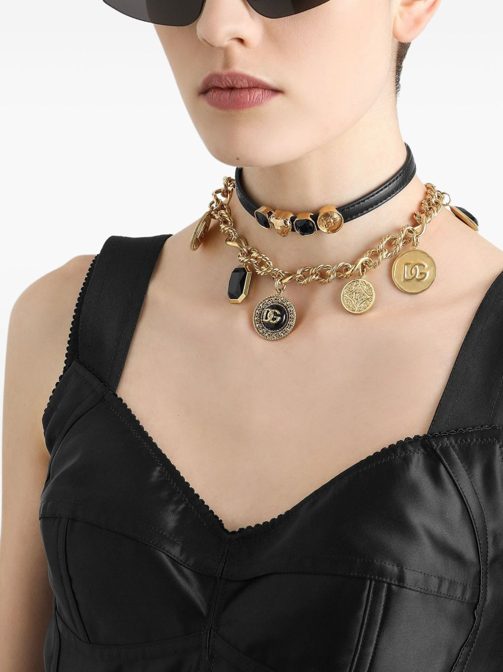 embellished leather choker - 2