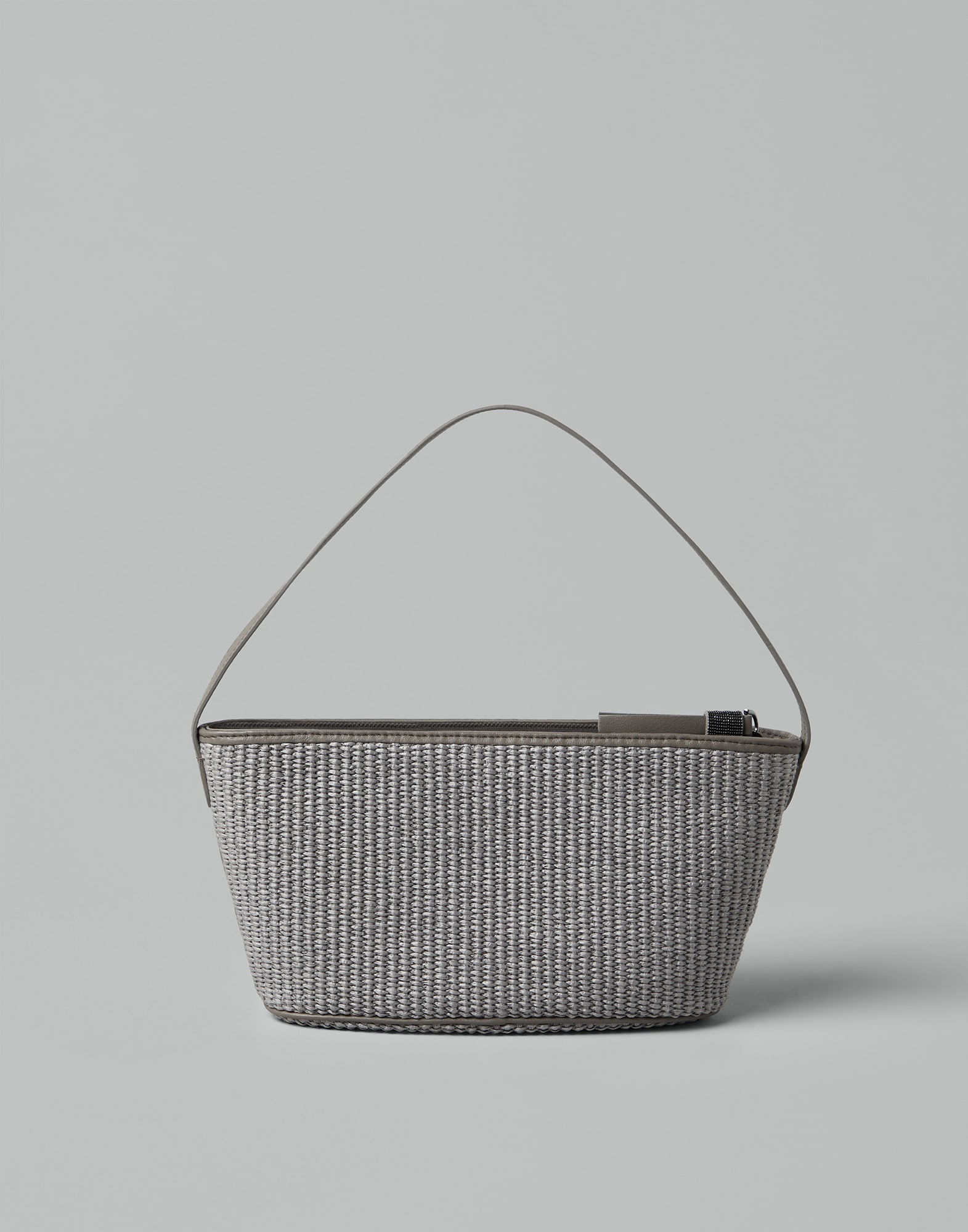 Techno cotton raffia bag with shiny zipper pull - 2