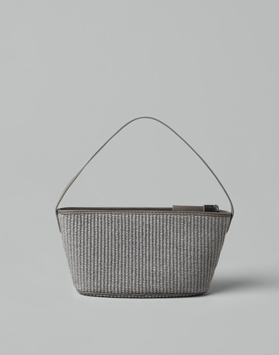 Brunello Cucinelli Techno cotton raffia bag with shiny zipper pull outlook