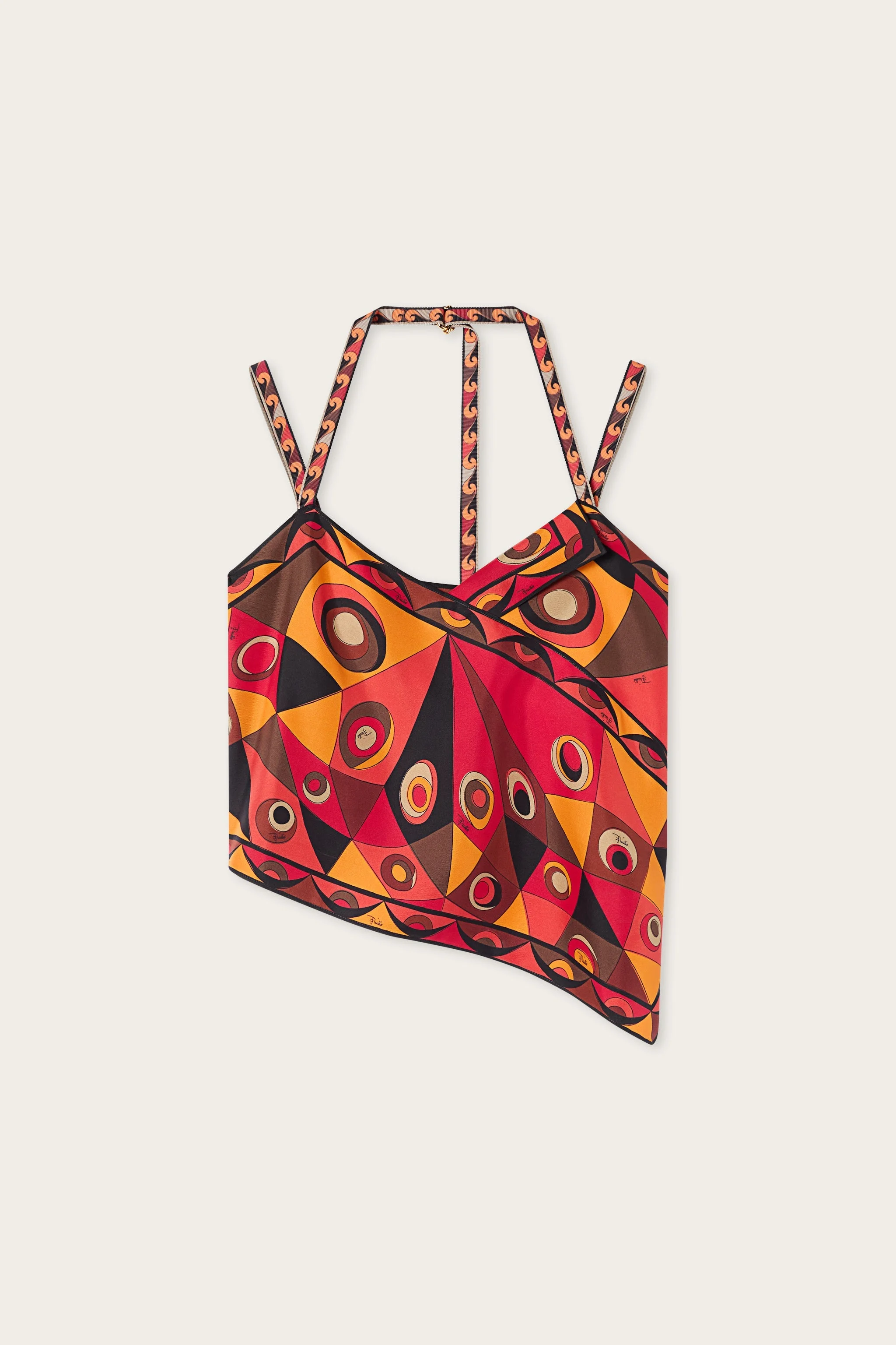 OCCHI PRINT SILK SCARF TOP - 1