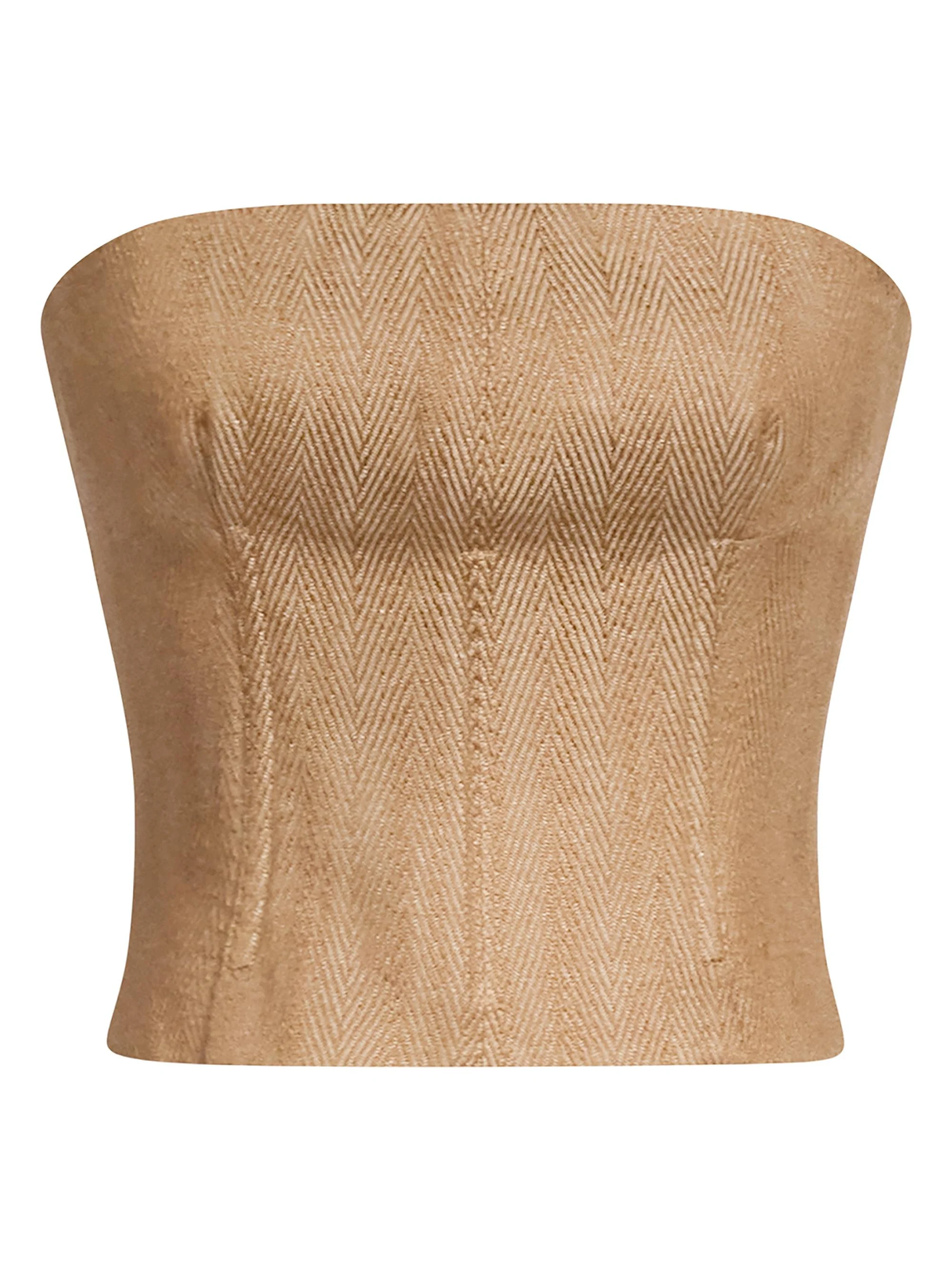 Women's Jillian Chevron Linen-Blend Bustier - Kelp - 1