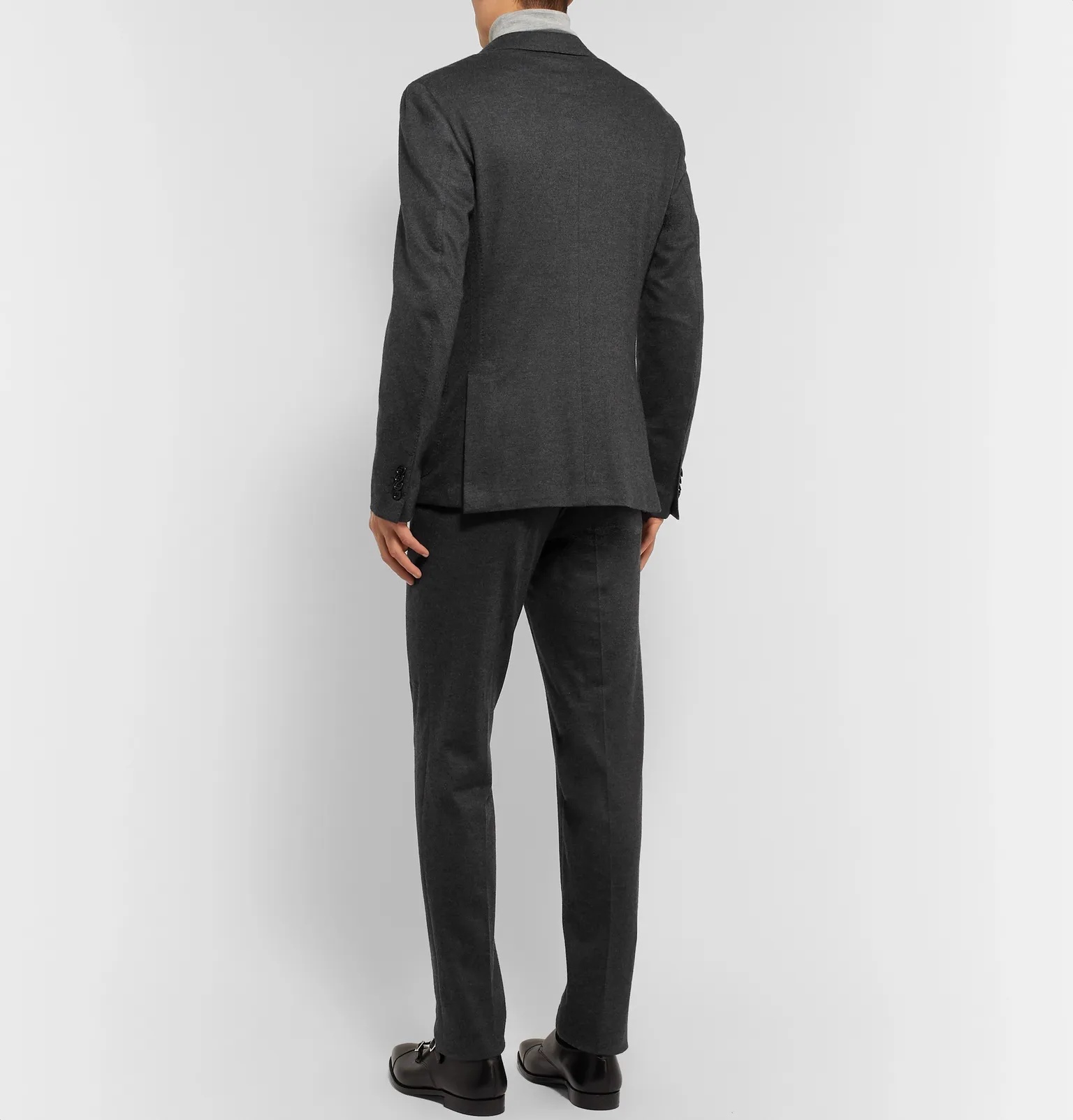 Grey Slim-Fit Brushed Cashmere and Cotton-Blend Suit - 4