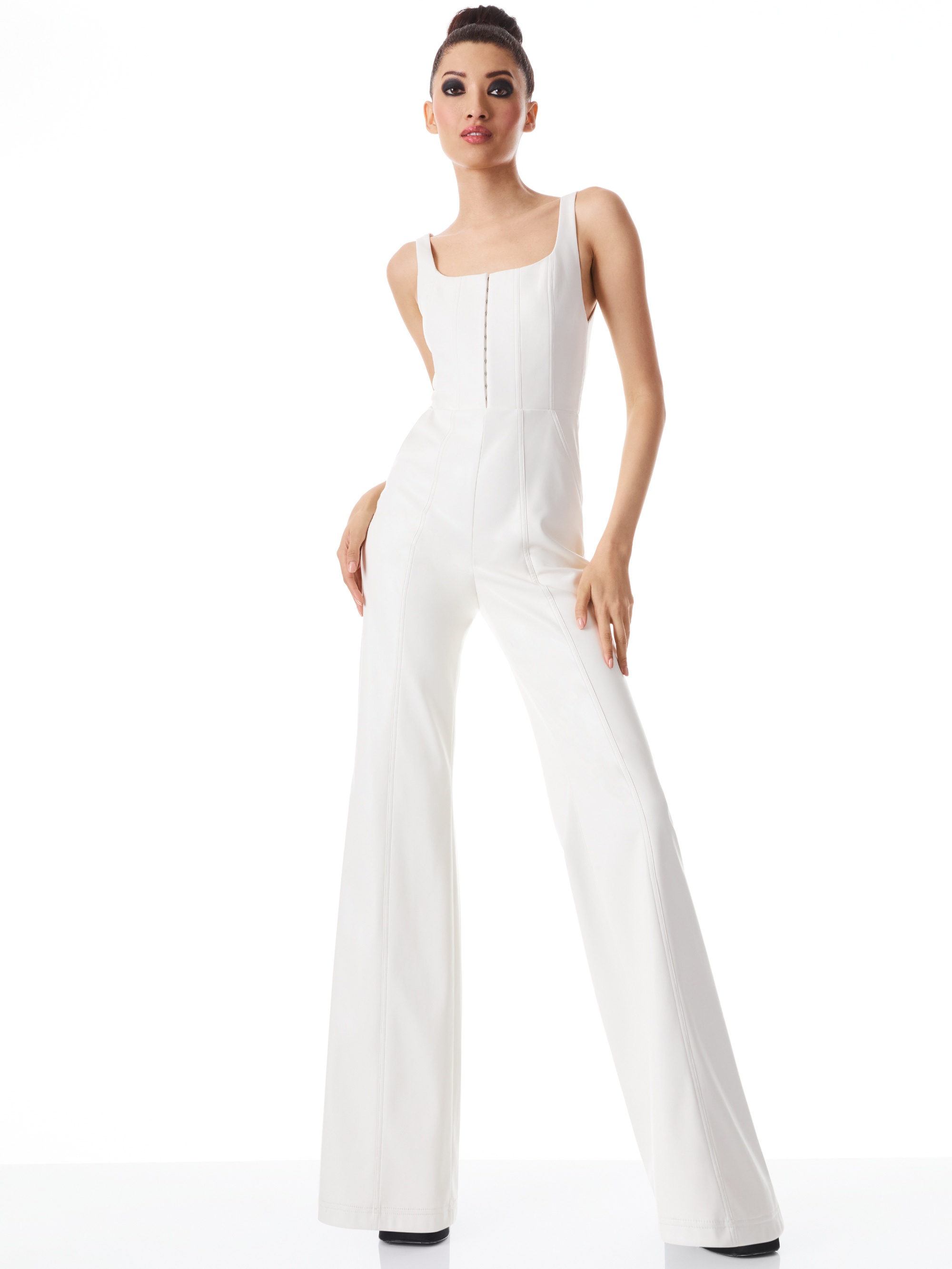 CHELS VEGAN LEATHER CORSET SLEEVELESS JUMPSUIT - 6