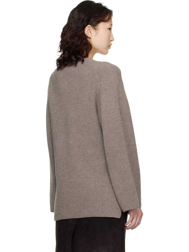 Gray Gabe U Neck Ribbed Cashmere Sweater 3