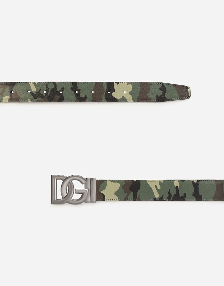 Reversible camouflage-print calfskin belt - 3