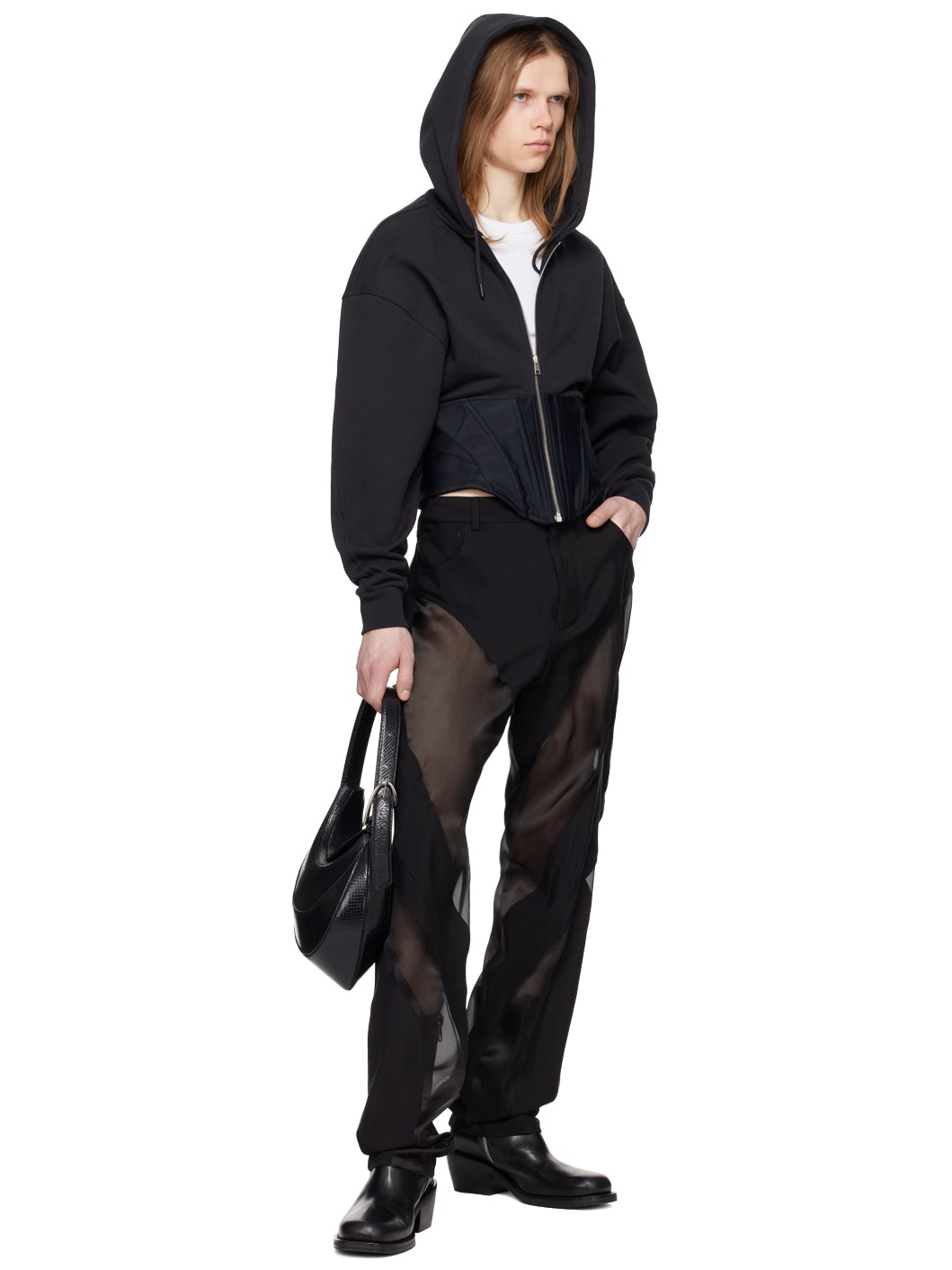 Black Semi-Sheer Trousers - 4