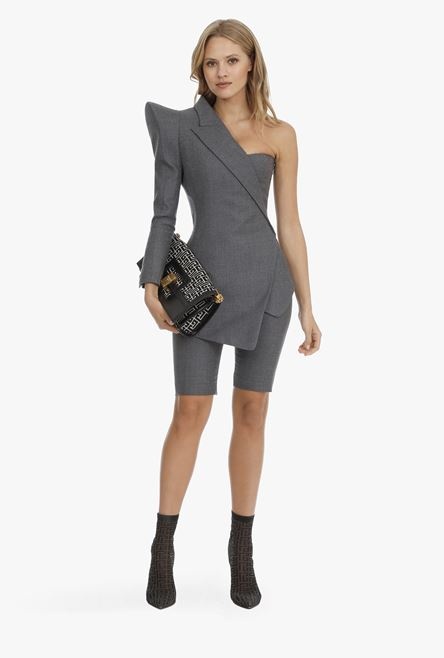 Gray wool asymmetrical blazer - 2