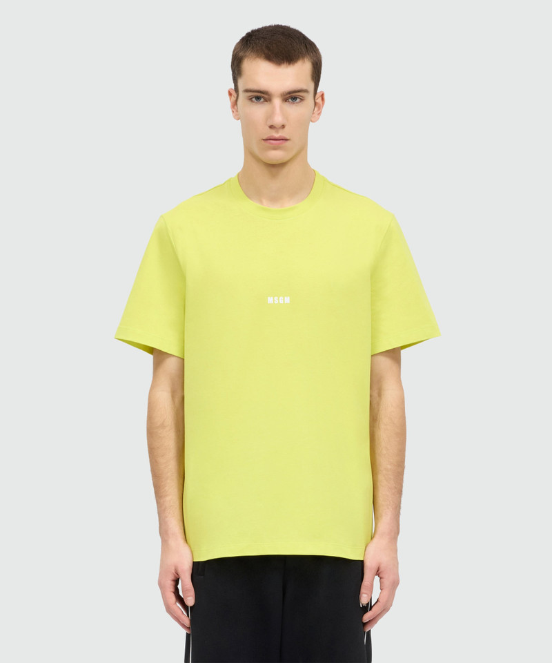 MSGM Lime short-sleeve cotton jersey T-shirt with micro logo on the front outlook