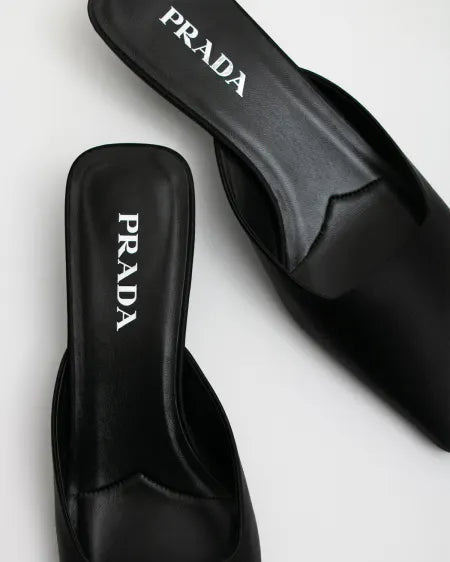 Black Satin Mules Loafers - 2