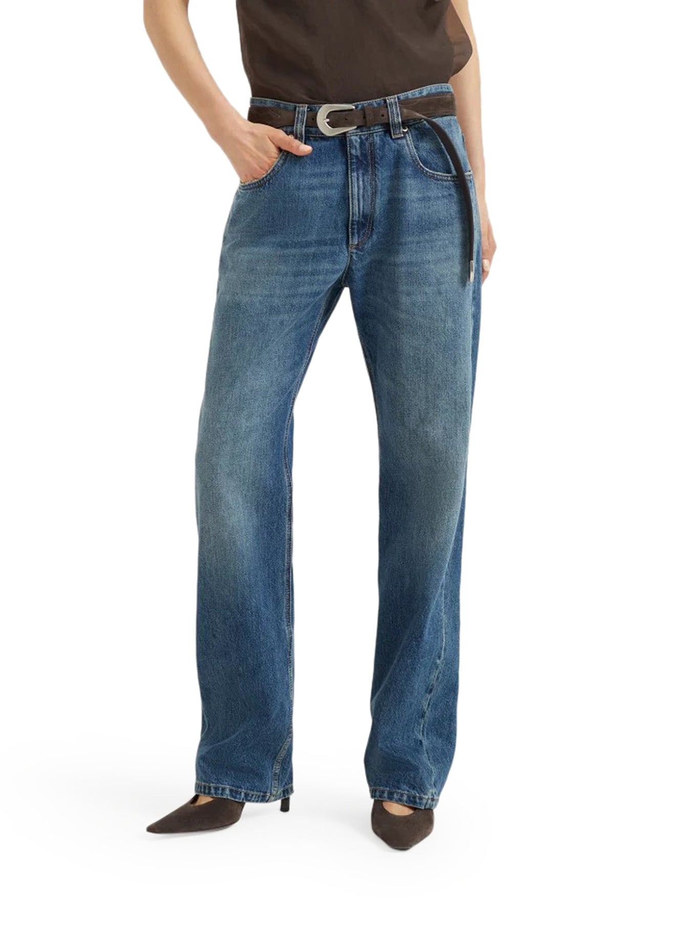 COLUMN PANTS IN AUTHENTIC DENIM WITH MONILE - 3