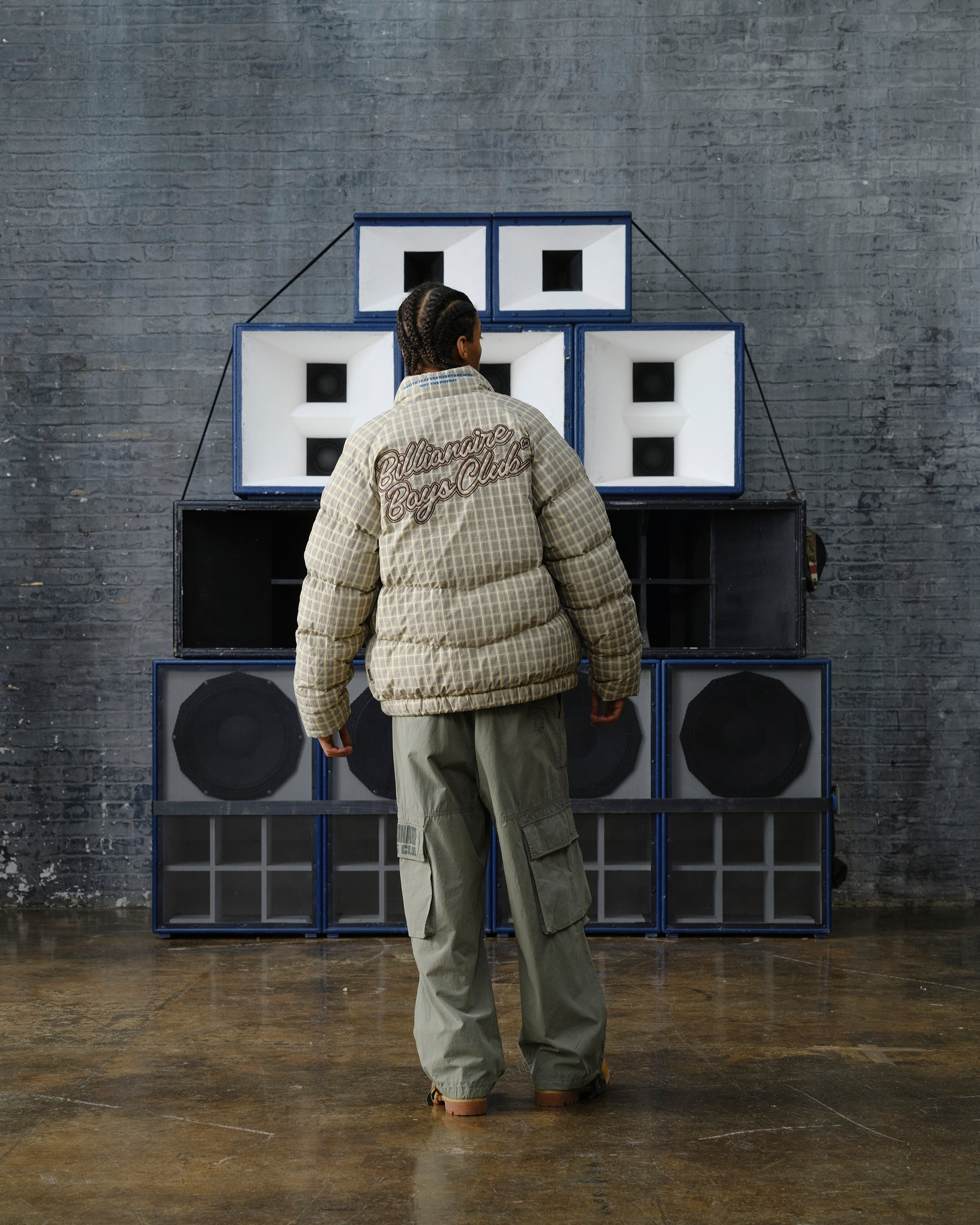 SCRIPT NYLON CHECK PUFFER JACKET - 3