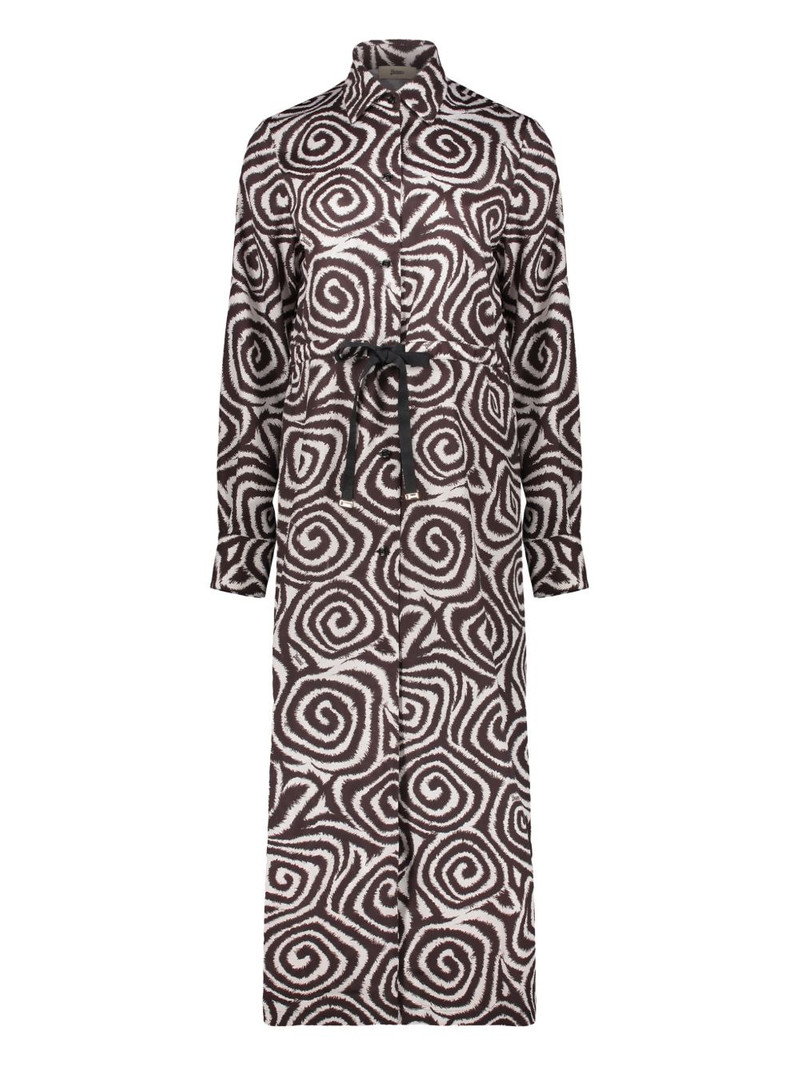 high-collar belted dress 1