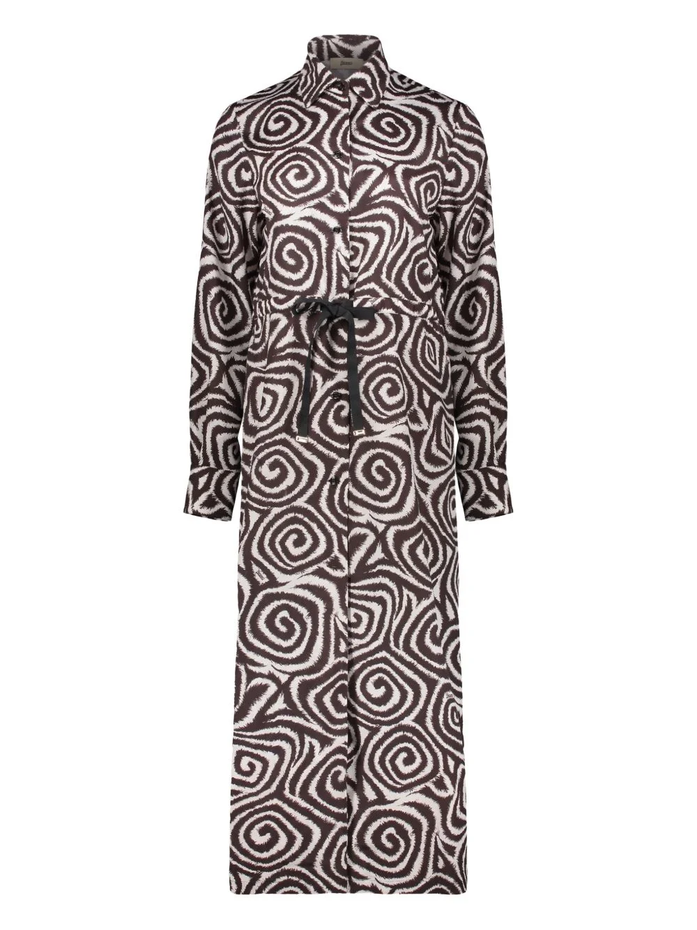 high-collar belted dress - 1