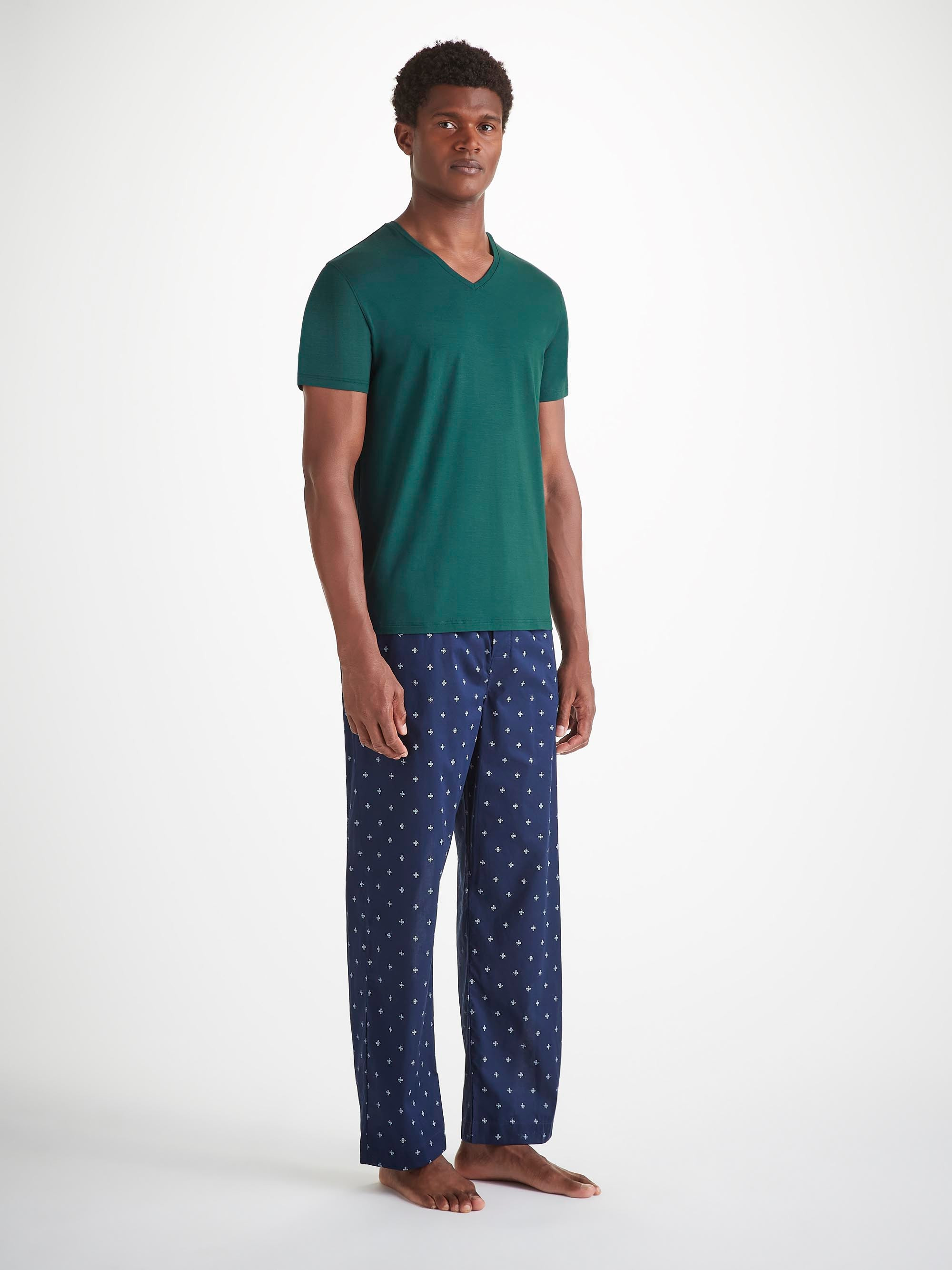 Men's V-Neck T-Shirt Basel Micro Modal Stretch Pine Green - 3
