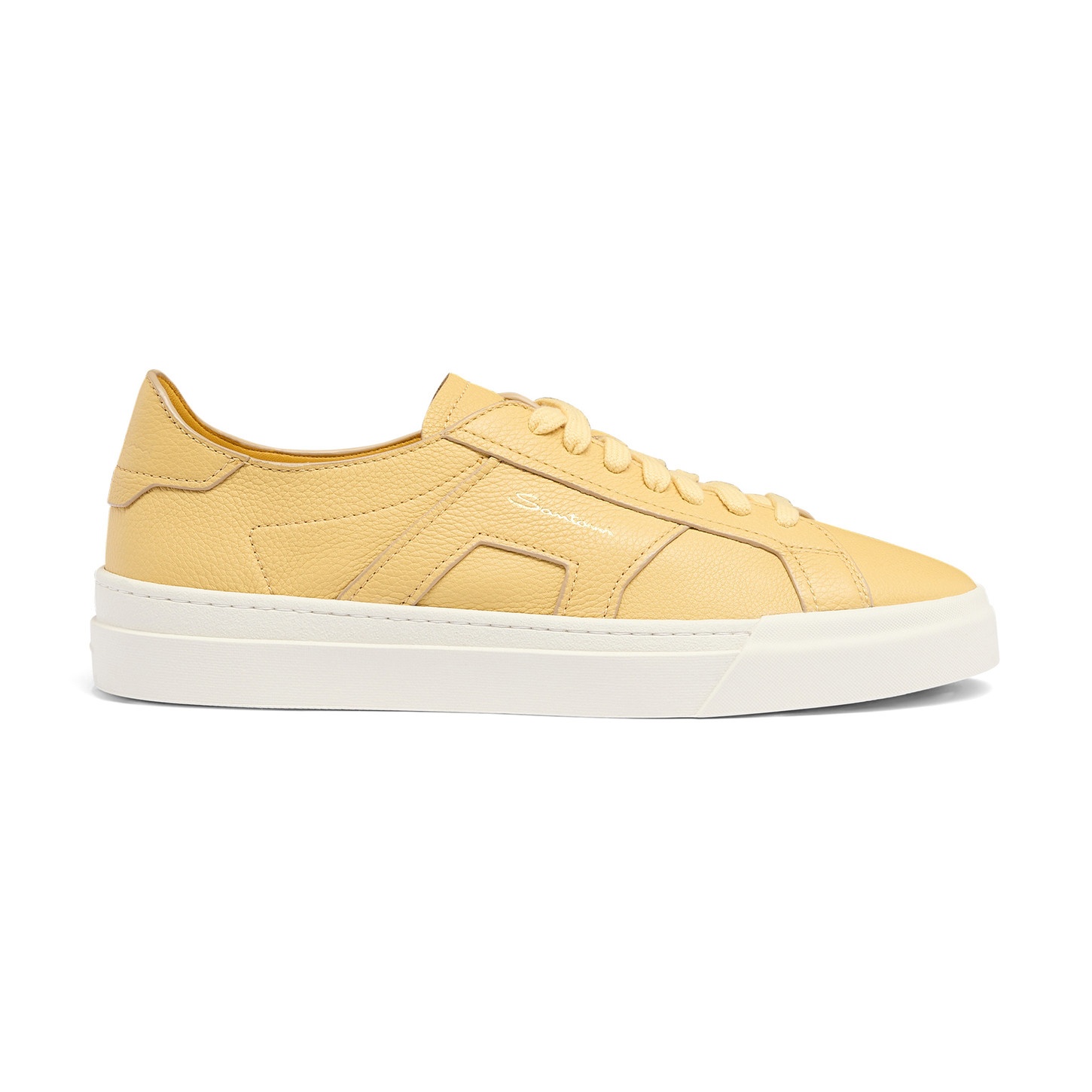 Men's yellow tumbled leather Double Buckle Sneaker - 1