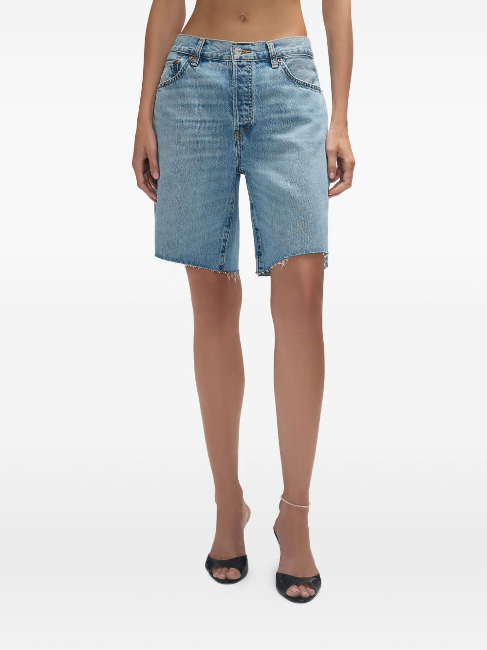90s Comfort frayed-hem denim shorts - 2
