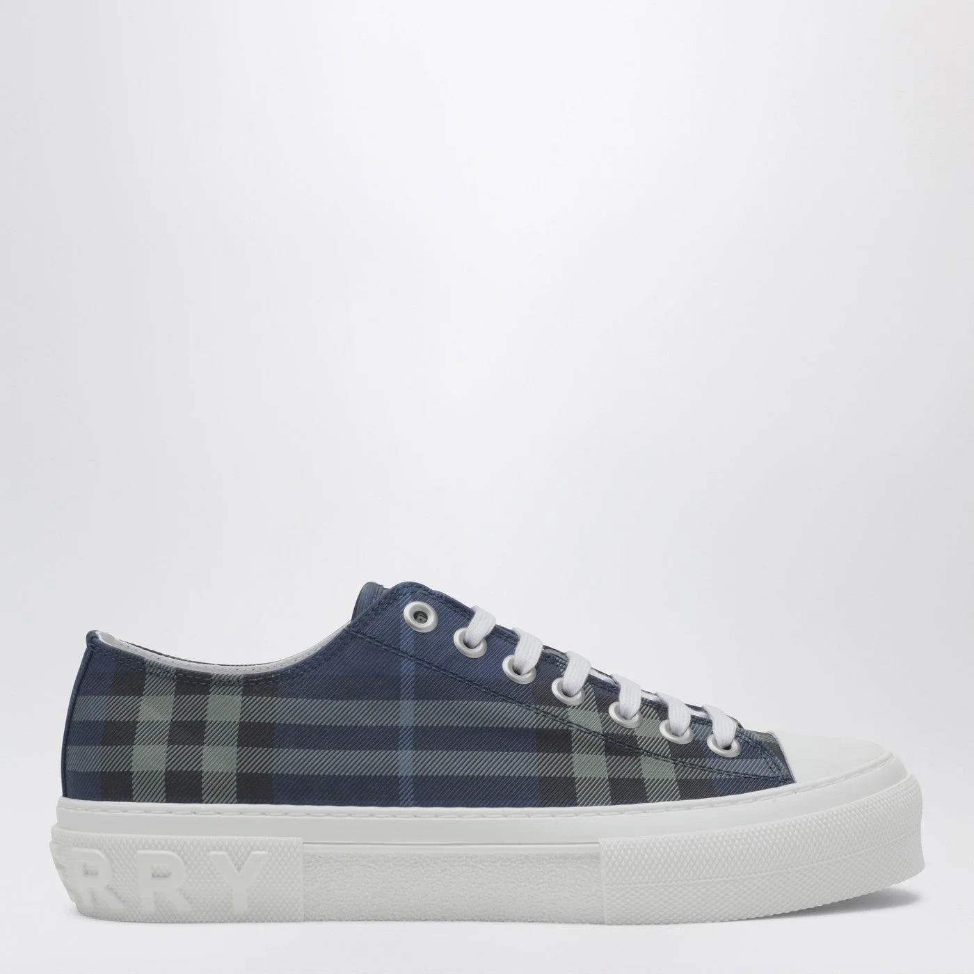 Blue Check cotton sneakers - 1