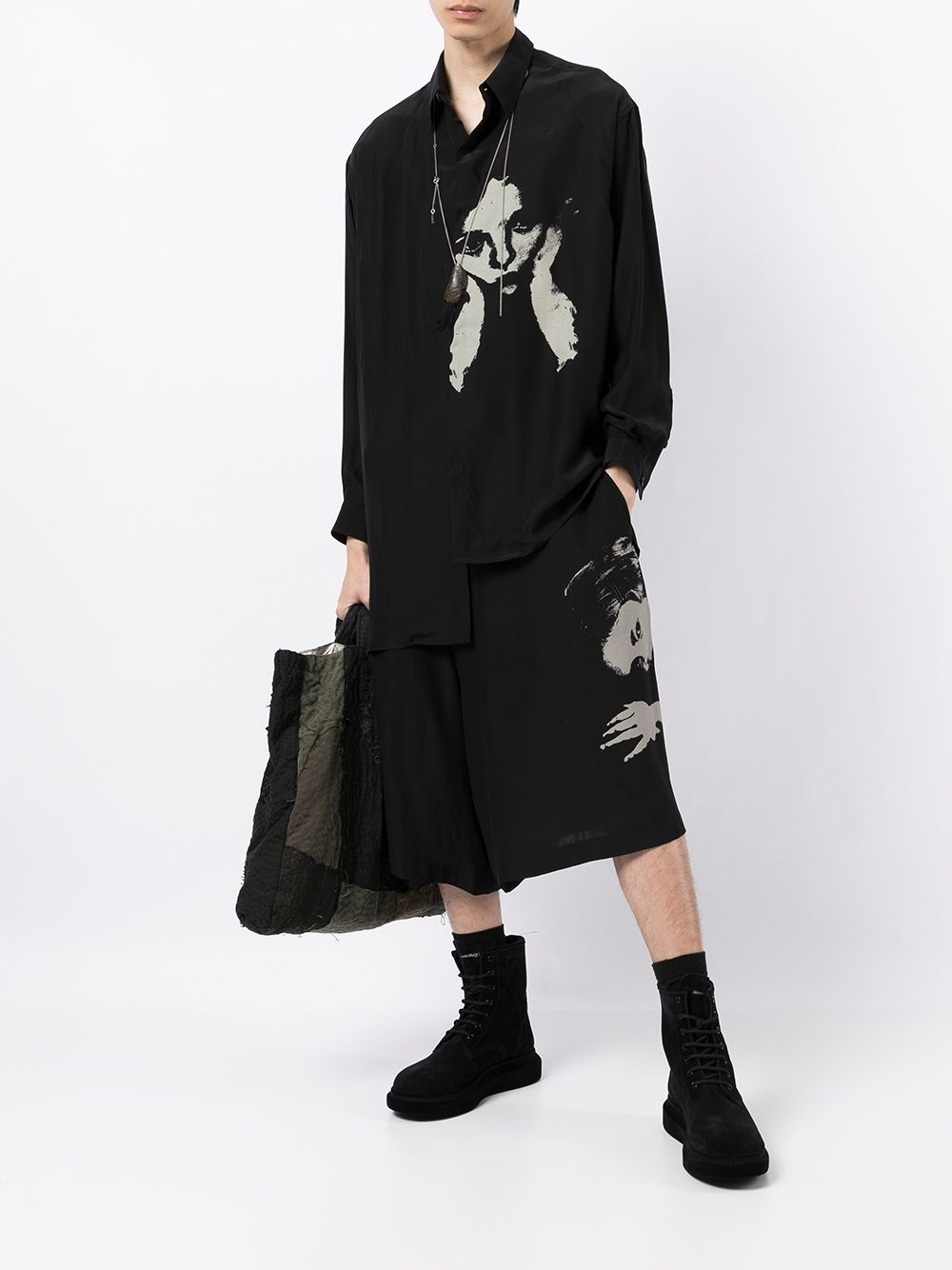 face-print asymmetric shirt - 2