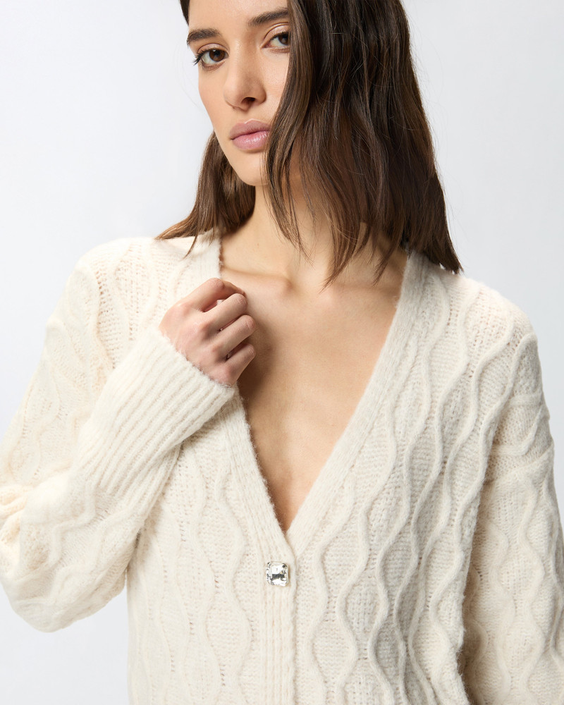 KNIT MINI DRESS WITH CABLE STITCH AND JEWEL BUTTONS 6