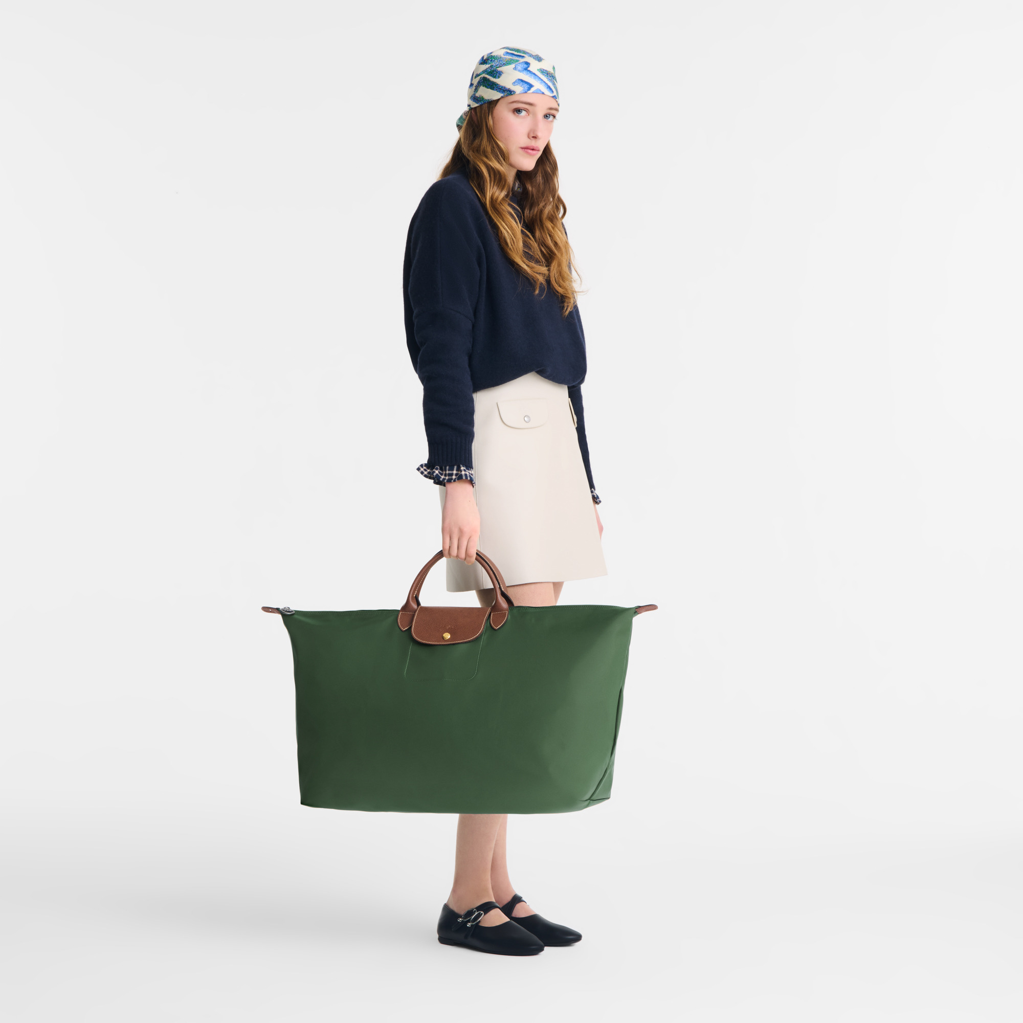Le Pliage Original L Travel bag British Green - Recycled canvas - 2