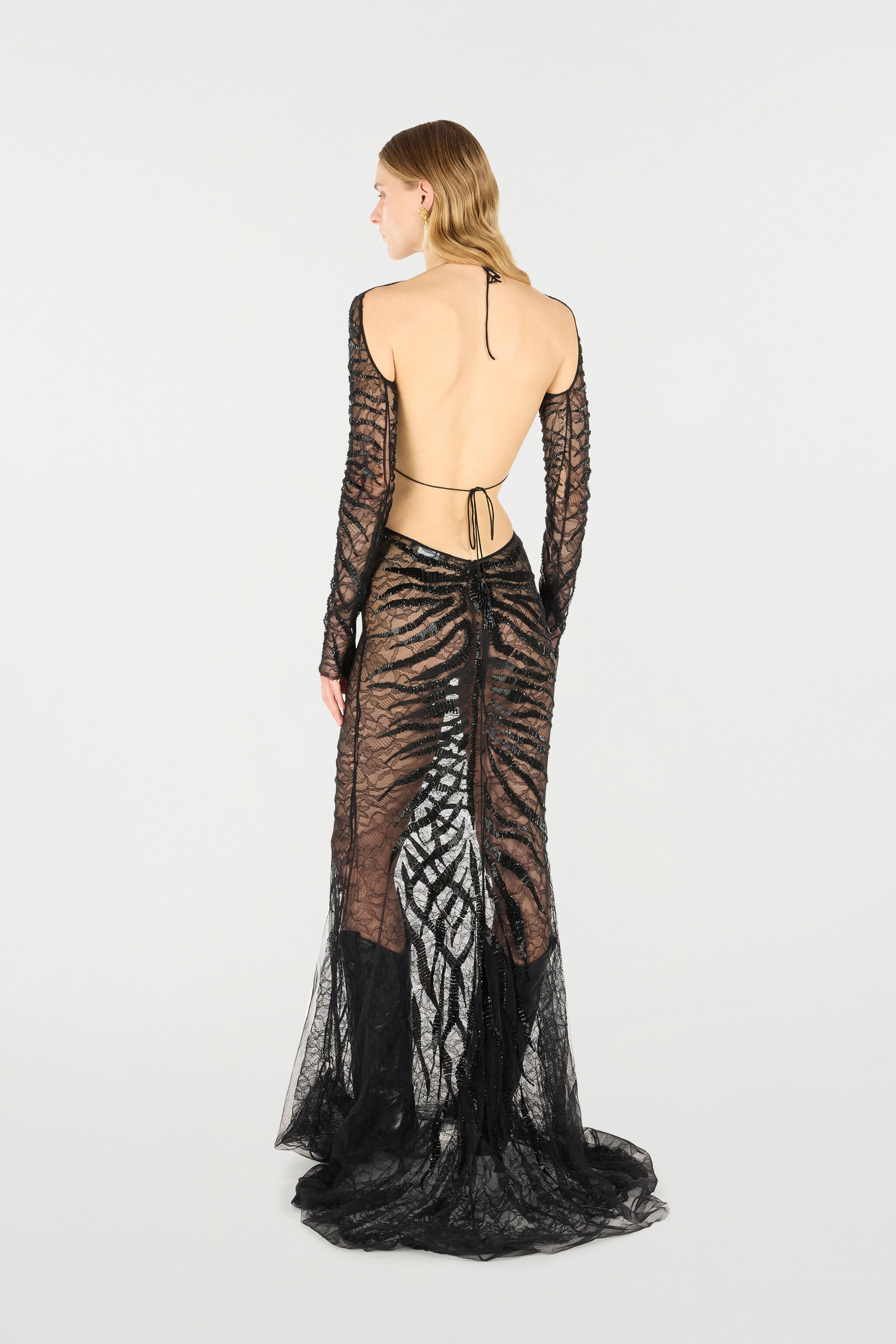 Long Ray Of Gold Sequined Dress - 4