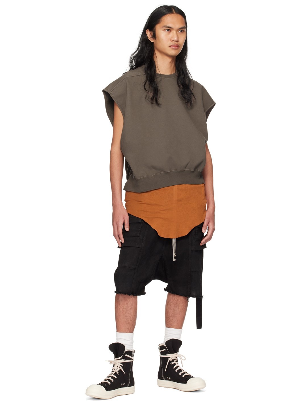 Rick Owens DRKSHDW Black Creatch Cargo Pods Denim Shorts | REVERSIBLE